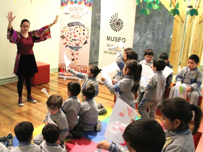 "Cuentos en el Museo" de la compañía Ziento un Cuento, proyecto financiado por el Fondo del Libro 2018 del Ministerio de Educación.