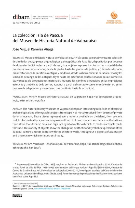 La Colección Isla de Pascua del Museo de Historia Natural de Valparaíso