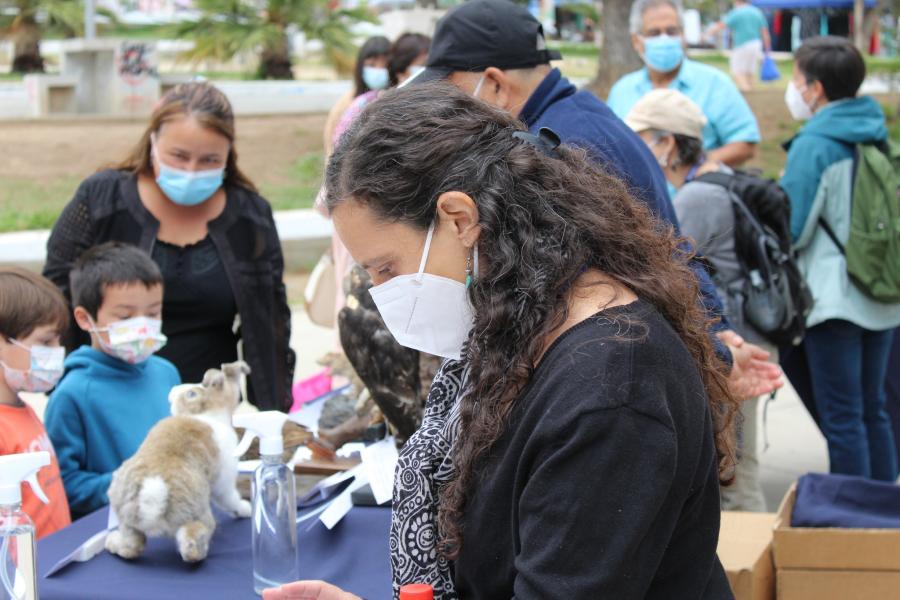 La arqueóloga Gabriela Carmona, explicando parte del patrimonio arqueológico con que cuenta el museo